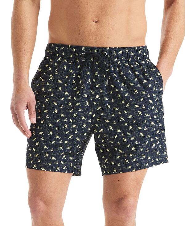 【送料無料】 ナウティカ メンズ ハーフパンツ・ショーツ 水着 JAWS x Men's Classic-Fit Active Stretch Quick-Dry Printed 6" Swim Trunks Navy Seas
