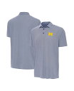 【送料無料】 アンティグア メンズ ポロシャツ トップス Men's Navy Michigan Wolverines Twine Polo Shirt Nav...