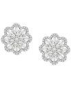 【送料無料】 ラップド イン ラヴ レディース ピアス・イヤリング アクセサリー Diamond Round & Baguette Flower Stud Ea...