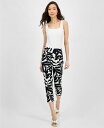 【送料無料】 アイ.エヌ.シー インターナショナル コンセプト レディース カジュアルパンツ ボトムス Women's Tummy-Control Pull-On Capri Pants 0-16P Mira Palm-black