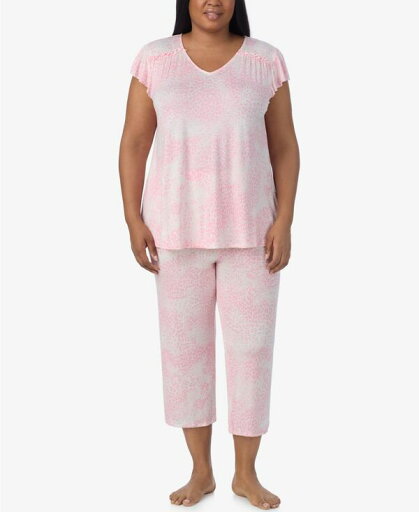 【送料無料】 エレントレイシー レディース ナイトウェア アンダーウェア Plus Size Short Sleeve Cropped Pajama Set Leopard 【送料無料】 エレントレイシー レディース ナイトウェア アンダーウェア Plus Size Short Sleeve Cropped Pajama Set Leopard