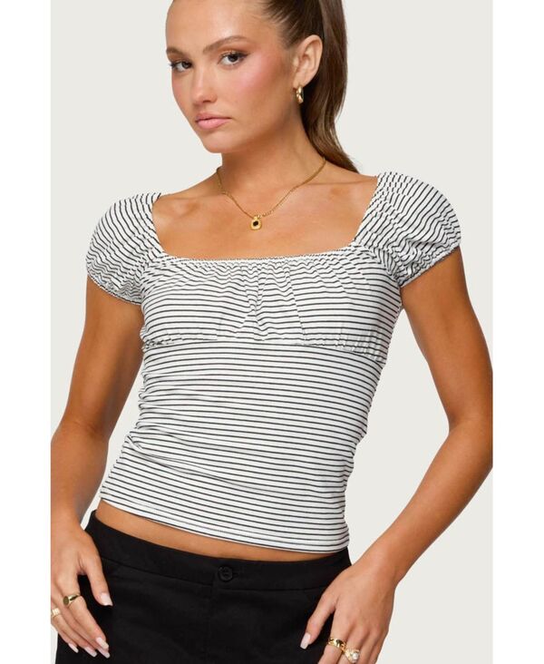 【送料無料】 アディクテッド レディース シャツ トップス Women's Oleana Gathered Bust Top White-and-black