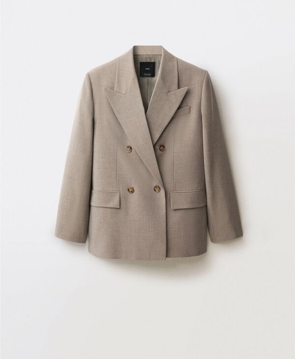 【送料無料】 マンゴ レディース ジャケット・ブルゾン アウター Women's Wool-Blend Suit Jacket Medium Brown