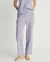 【送料無料】 マンゴ レディース ナイトウェア アンダーウェア Women's Cotton Striped Woven Seersucker Pajama Pants Lilac