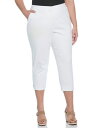 【送料無料】 ラファエラ レディース カジュアルパンツ ボトムス Plus Size Satin Mid Rise Twill Capri Pants with Slant Pocket White