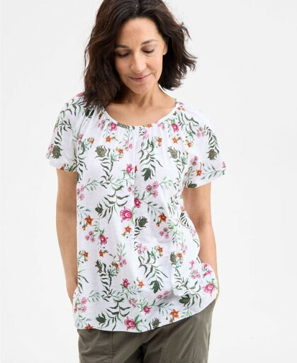 【送料無料】 スタイルアンドコー レディース シャツ トップス Women's Printed Scoop-Neck Flutter-Sleeve Knit Top Floating White 【送料無料】 スタイルアンドコー レディース シャツ トップス Women's Printed Scoop-Neck Flutter-Sleeve Knit Top Floating White