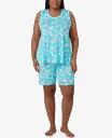 【送料無料】 エレントレイシー レディース ナイトウェア アンダーウェア Plus Size Sleeveless Bermuda Pajama Set Flamingo Aqua