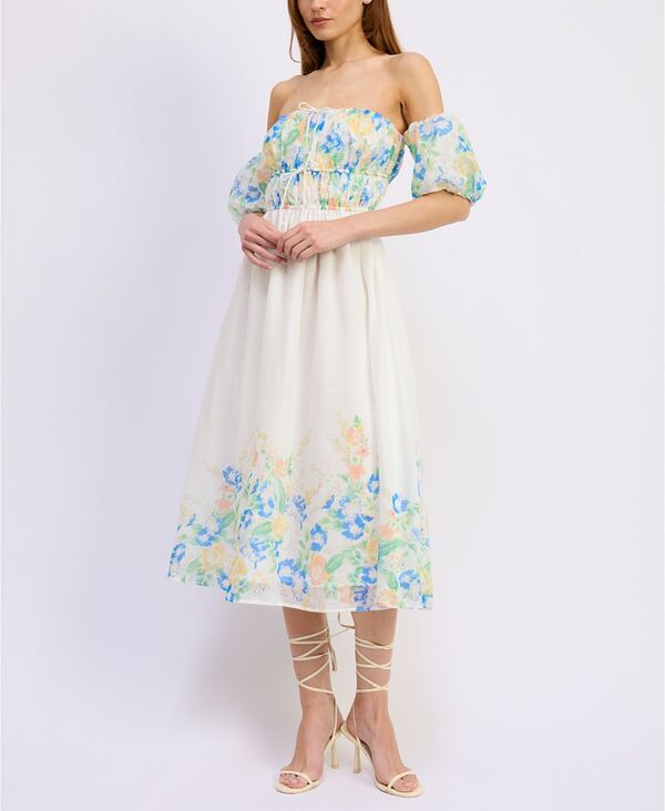 【送料無料】 エン セゾン レディース ワンピース トップス Women's Julia Midi Dress White Blue Multi