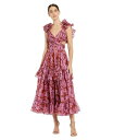 【送料無料】 マックダガル レディース ワンピース トップス Women's Ruffle Tiered Cut-Out Chiffon Dress Red m...