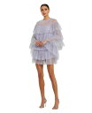 【送料無料】 マックダガル レディース ワンピース トップス Women's High Neck Tiered Ruffle Pearl Beaded Cape...