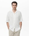 【送料無料】 マンゴ メンズ シャツ トップス Men's Pointelle Detail Knitted Shirt White