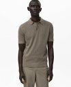【送料無料】 マンゴ メンズ ポロシャツ トップス Men's Openwork Knitted Cotton Polo Shirt Dark Green