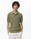 【送料無料】 マンゴ メンズ ポロシャツ トップス Men's Openwork Knitted Cotton Polo Shirt Green