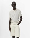 【送料無料】 マンゴ メンズ ポロシャツ トップス Men's Openwork Knitted Cotton Polo Shirt Off White