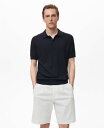 【送料無料】 マンゴ メンズ シャツ トップス Men's Ribbed Knit Polo Shirt Navy