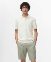 【送料無料】 マンゴ メンズ ポロシャツ トップス Men's Cotton Fine-Knit Polo Shirt Off White