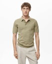 【送料無料】 マンゴ メンズ ポロシャツ トップス Men's Fine-Knit Cotton Polo Shirt Khaki