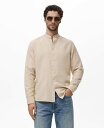 【送料無料】 マンゴ メンズ シャツ トップス Men's Mao Collar Linen Shirt Sand