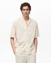 【送料無料】 マンゴ メンズ シャツ トップス Men's Embroidered Bowling Collar Shirt White