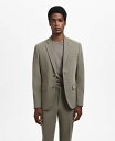 【送料無料】 マンゴ メンズ ジャケット・ブルゾン アウター Men's Stretch-Fabric Super Slim-Fit Suit Jacket Green
