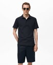 【送料無料】 マンゴ メンズ ニット・セーター アウター Men's Fine Rib-Knit Polo Shirt Navy