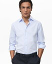 【送料無料】 マンゴ メンズ シャツ トップス Men's Cotton Slim Fit Shirt Blue
