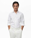 【送料無料】 マンゴ メンズ シャツ トップス Men's Cotton Slim Fit Shirt White