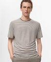 【送料無料】 マンゴ メンズ Tシャツ トップス Men's Striped Slim-Fit Linen T-Shirt Off White