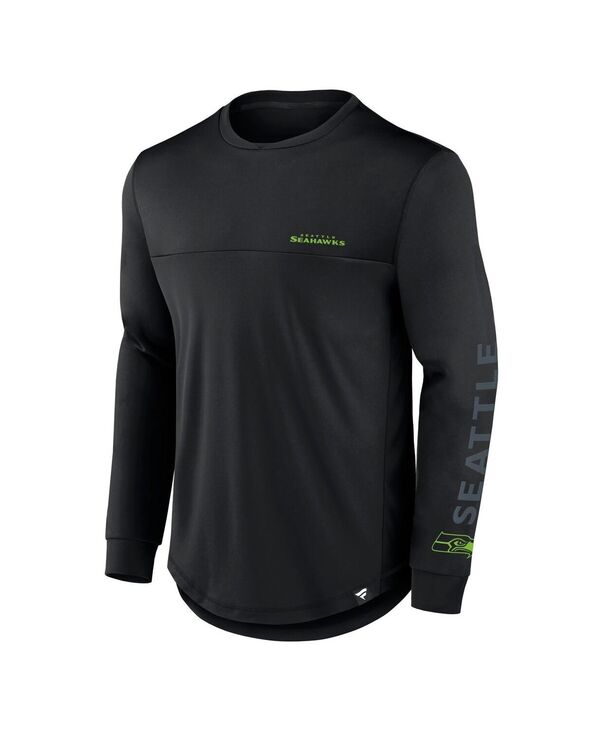 【送料無料】 ファナティクス メンズ Tシャツ トップス Men's Black Seattle Seahawks Blackout Long Sleeve T-Shirt Black