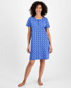 【送料無料】 チャータークラブ レディース ナイトウェア アンダーウェア Women's Cotton Printed Henley Sleepshirt Pa...