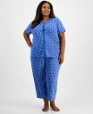 【送料無料】 チャータークラブ レディース ナイトウェア アンダーウェア Plus Size Cotton Essential Button-Down Paja...