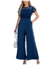 【送料無料】 カップシー レディース ジャンプスーツ トップス Women's Lace Short Sleeve Belted Jumpsuit Dark b...