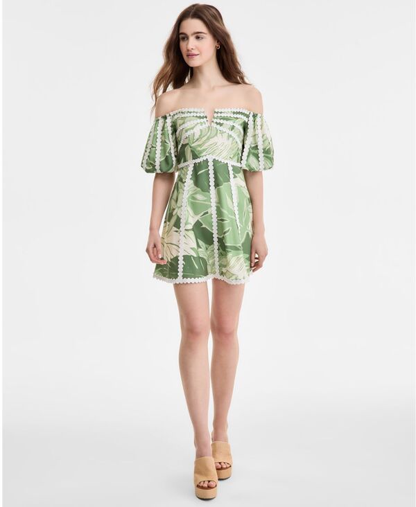 レイチェル ロイ レディース トップス ワンピース RACHEL Rachel Roy Women's Circle-Trim Off-The-Shoulder Dress Open Green グリーン