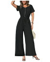 【送料無料】 カップシー レディース ジャンプスーツ トップス Women's Short Sleeve Zippered Front Jumpsuit Bla...