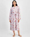 【送料無料】 チャータークラブ レディース ナイトウェア アンダーウェア Women's Cotton Floral Long Robe Roses Lilac