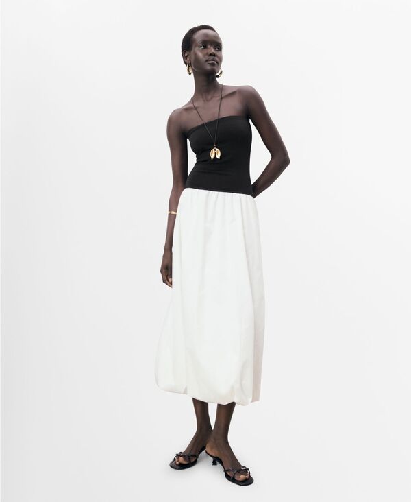 【送料無料】 マンゴ レディース ワンピース トップス Women's Strapless Balloon Dress Black