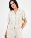 【送料無料】 アンドノウディス レディース シャツ トップス Petite Linen-Blend Camp Shirt Tan