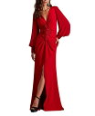 【送料無料】 タダシショージ レディース ワンピース トップス Women's Sahana Bishop Sleeve Plunge Gown Red