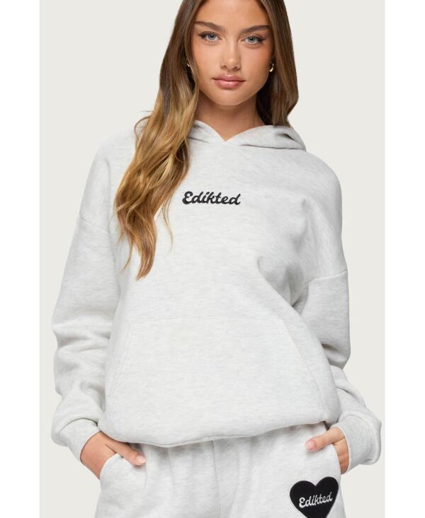 【送料無料】 アディクテッド レディース パーカー・スウェット アウター Womens Big Love Edikted Hoodie Gray-melange