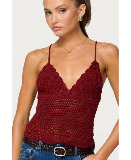 【送料無料】 アディクテッド レディース シャツ トップス Women's Delila Crochet V Neck Top Burgundy 【送料無料】 アディクテッド レディース シャツ トップス Women's Delila Crochet V Neck Top Burgundy