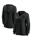 【送料無料】 ファナティクス レディース Tシャツ トップス Women's Pittsburgh Steelers Blackout Slub Hoodie V-Neck Long Sleeve T-Shirt Black