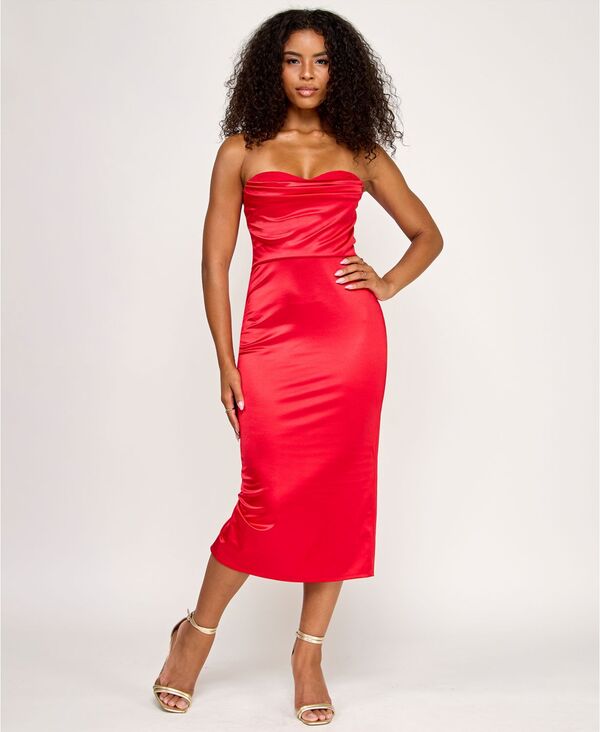 ReVida ŷԾŹ㤨֥ɥǡ ǥ ȥåץ ԡ ߥǥԡ ߥǥ ȥåץ쥹 졼 Emerald Sundae Juniors' Strapless Lace-Bodice Midi Dress Red åɡפβǤʤ10,480ߤˤʤޤ