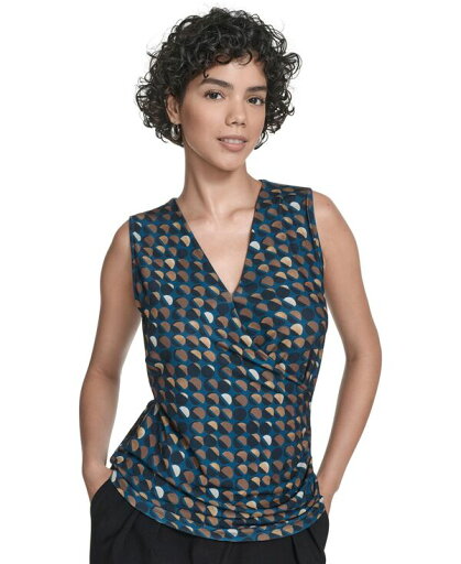 【送料無料】 カルバンクライン レディース シャツ トップス Women's Printed Surplice-Neck Ruched Blouse Cypress Multi 【送料無料】 カルバンクライン レディース シャツ トップス Women's Printed Surplice-Neck Ruched Blouse Cypress Multi