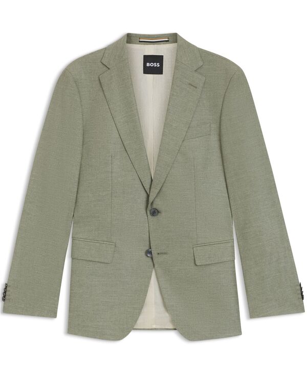 ヒューゴボス メンズ アウター ジャケット・ブルゾン ブレザー Hugo Boss Men's Patterned Stretch Slim-Fit Blazer Open Green グリーン