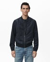 【送料無料】 マンゴ メンズ ジャケット・ブルゾン アウター Men's Suede-Effect Bomber Jacket Night Blue