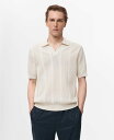 【送料無料】 マンゴ メンズ ポロシャツ トップス Men's Openwork Knitted Cotton Polo Shirt Ivory White