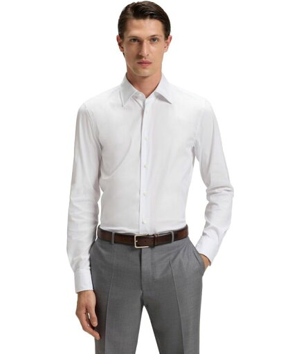 【送料無料】 ヒューゴボス メンズ シャツ トップス Men's Cotton-Blend Stretch Poplin Slim-Fit Dress Shirt White 【送料無料】 ヒューゴボス メンズ シャツ トップス Men's Cotton-Blend Stretch Poplin Slim-Fit Dress Shirt White