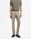 【送料無料】 マンゴ メンズ カジュアルパンツ ボトムス Men's Monaco Slim-Fit Suit Pants Beige