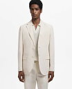 【送料無料】 マンゴ メンズ ジャケット・ブルゾン アウター Men's Linen-Lyocell Slim-Fit Suit Blazer Ecru