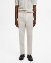 【送料無料】 マンゴ メンズ ジャケット・ブルゾン アウター Men's Pleated Linen Lyocell Pants Ecru